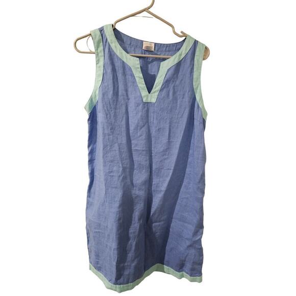Sigrid Olsen 100% linen‎ knee length blue sleeveless dress size Medium - Picture 1 of 5